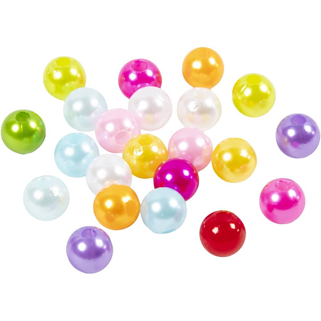 Creativ Company Washing Perles, D 8 mm, Taille du trou 1 mm, env. 2000 pièces, couleurs perlées, 500 g 1 sac