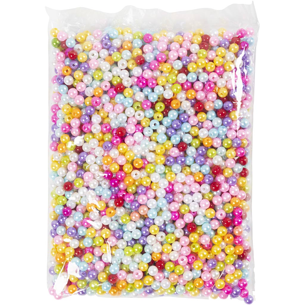 Creativ Company Washing Perles, D 8 mm, Taille du trou 1 mm, env. 2000 pièces, couleurs perlées, 500 g 1 sac