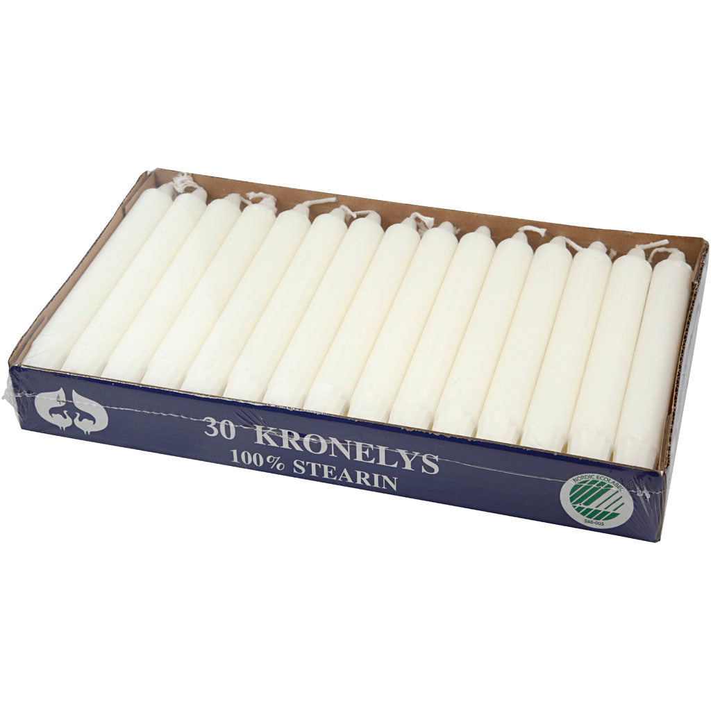 Bougies de compagnie Creativ, H: 20 cm, D 23 mm, blanc, 30 pièces 1 boîte