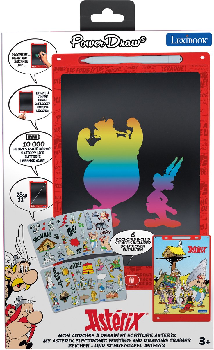 Lexibook astérix et obélix tablette e-ink 11'' multicolore d'apprentissage et de dessin avec modèles