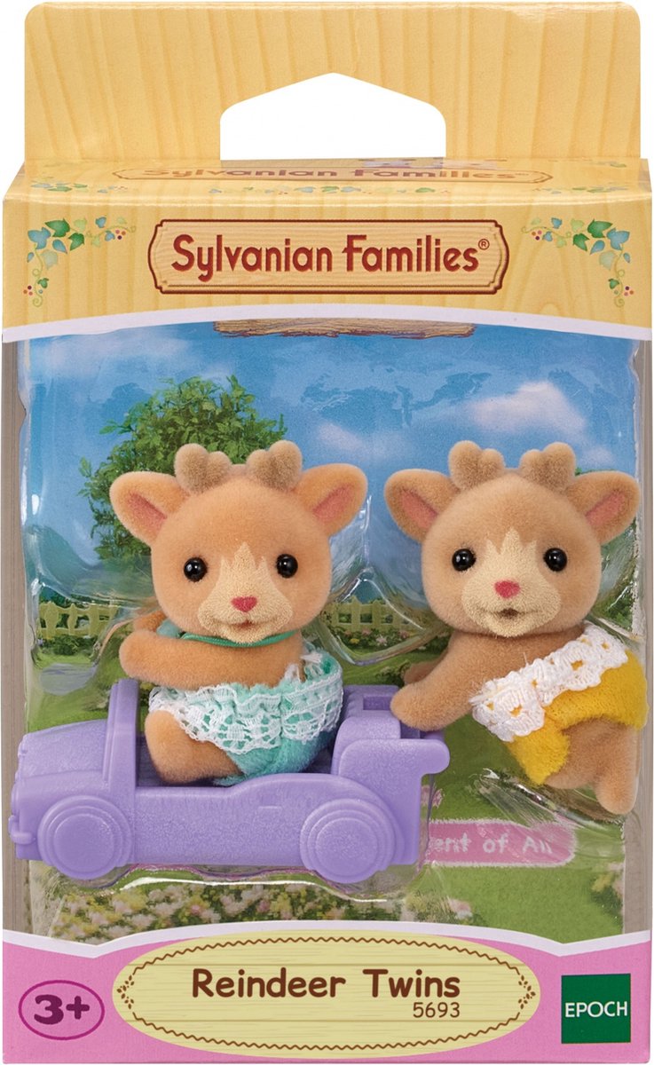 Sylvanian family 5693 figurines en peluche veloutées de rennes jumeaux