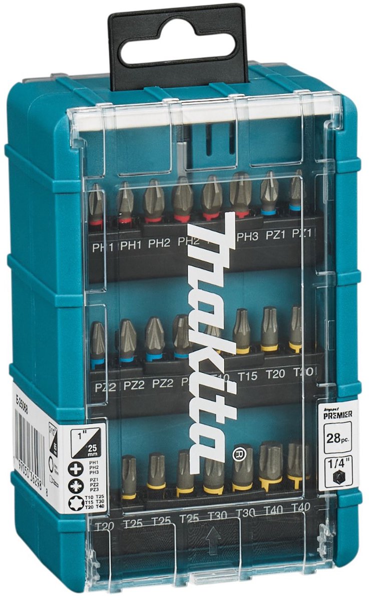 Makita accessoires jeu d'embouts de tournevis à percussion 28 pièces - e-25068