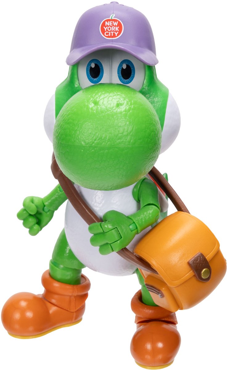 Jakks Super Mario Galaxy Movie – Série de figurines 13 cm – Figurine Yoshi avec chapeau, lunettes de soleil et sac