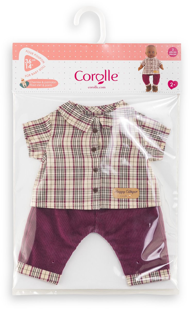 Chemise à carreaux avec pantalon Corolle petit explorateur - 36cm