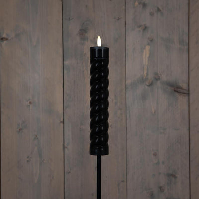 Lampe torche solaire à tourbillon Anna's collection, mèche 3D noire sur prise 97 cm (torche 21x4 cm et prise 76 cm)
