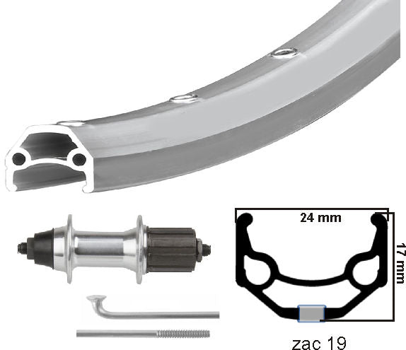 KGS Roue arrière 26 pouces (559) RODI ZAC 19 Cassette en argent de jante 8-9 PURTAGES DE VITESSE