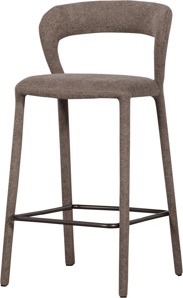 Chaise de bar Woood noble - tissu tissé - taupe - 95x48x52