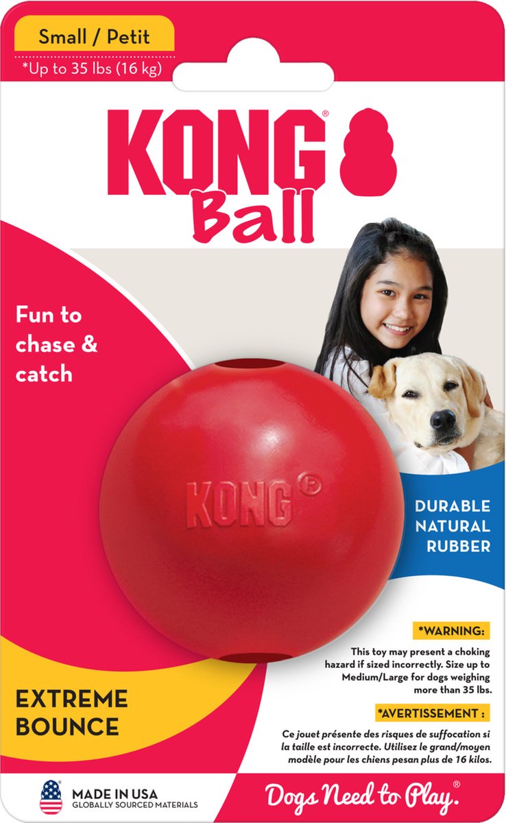 Kong ball small 1 pc - balle - 168 mm x 110 mm x 51 mm - rouge