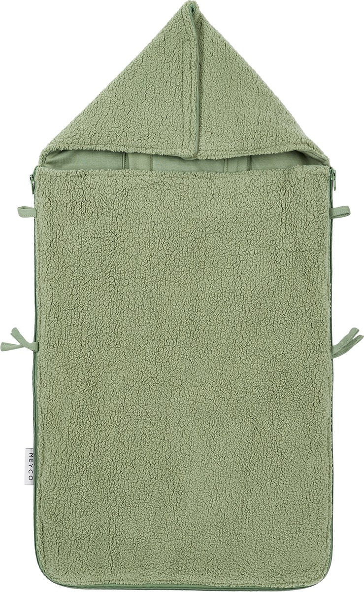 Chancelière bébé en peluche Meyco - vert olive - 40x82cm