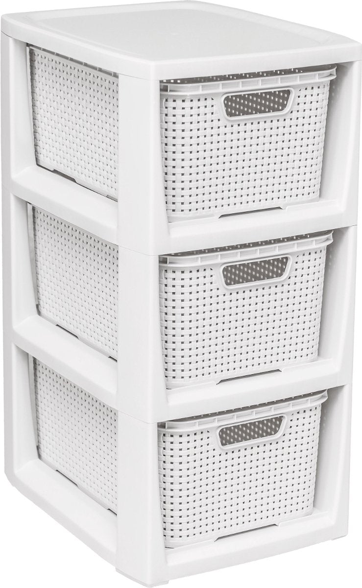 Branq - bibliothèque avec 3 paniers - blanc antique haute qualité - blanc