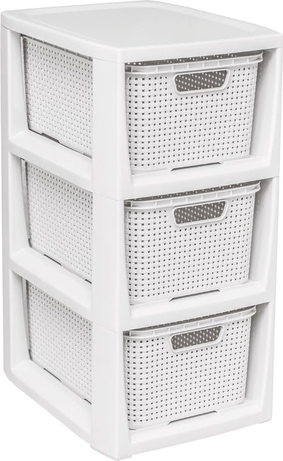 Branq - bibliothèque avec 3 paniers - blanc antique haute qualité - blanc