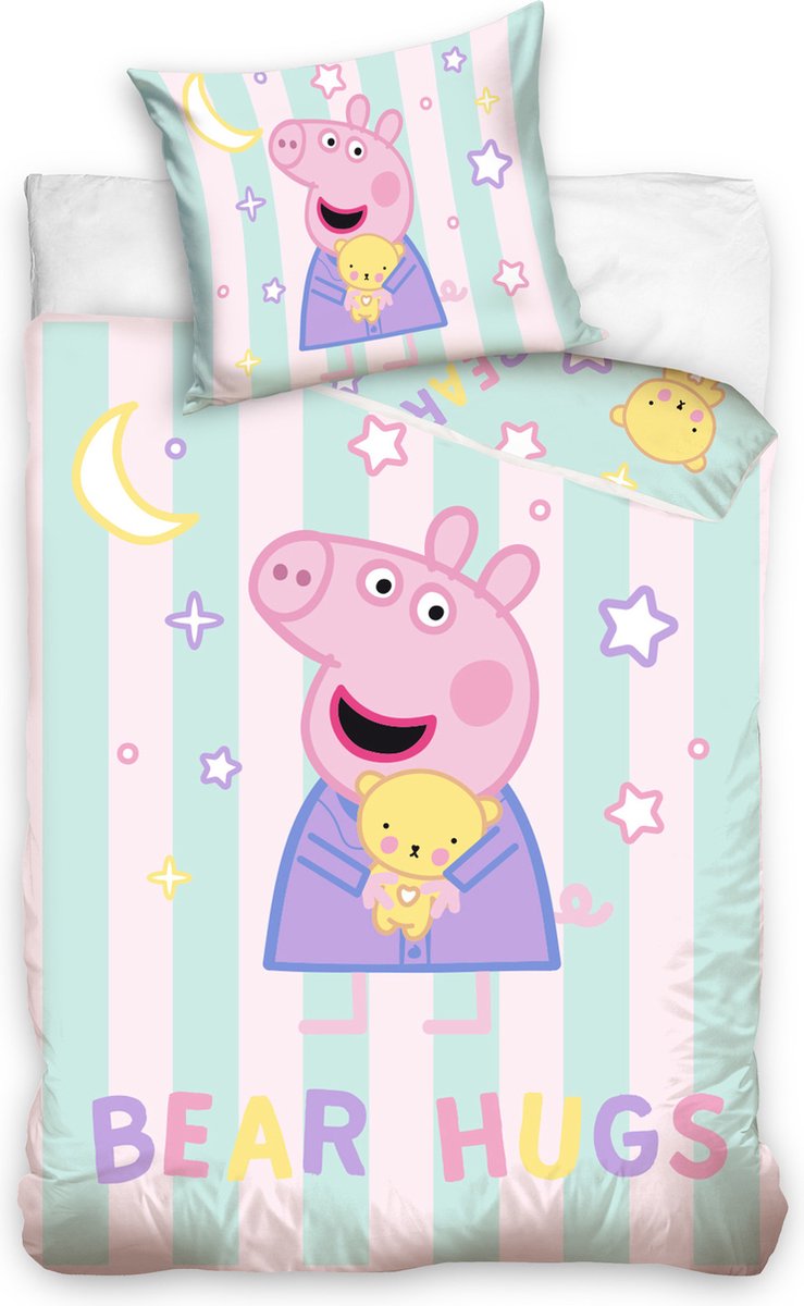 Housse de couette bébé Peppa pig ours câlins - 100 x 135 cm - coton