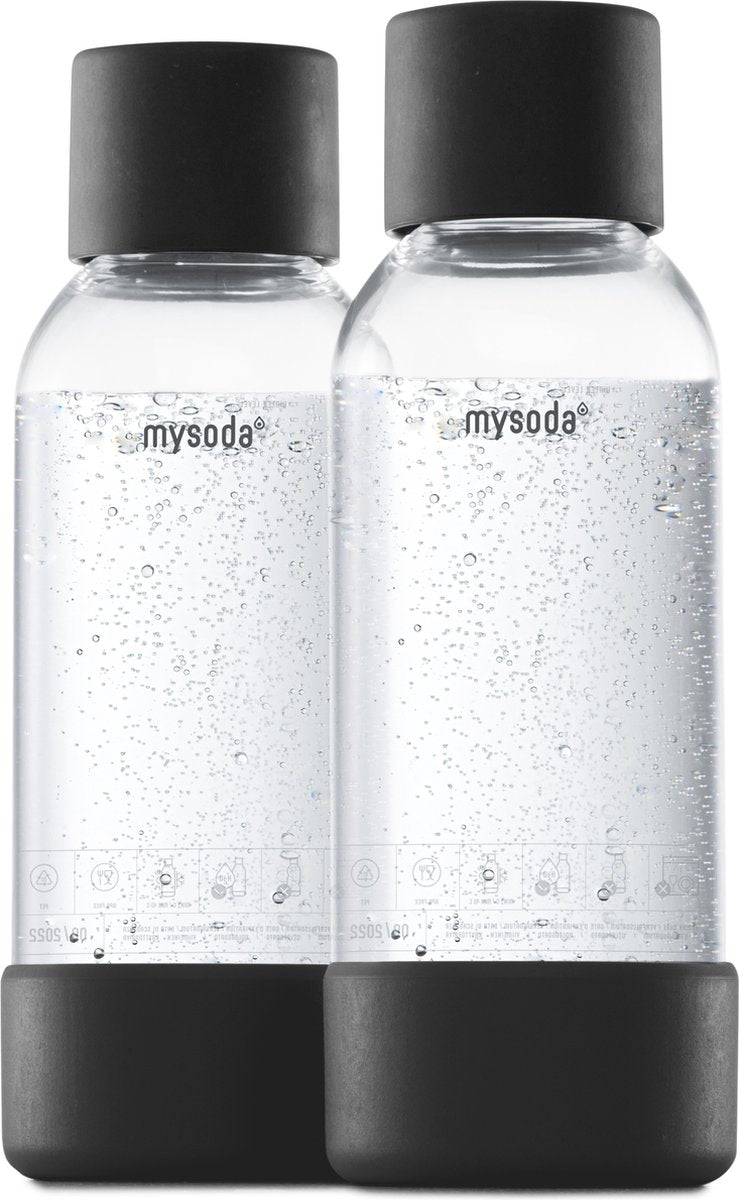 Mysoda - lot de 2 bouteilles réutilisables de 0,5 litre - noir - adapté aux appareils