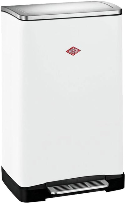 Séparateur de déchets Wesco big double boy | 36 litres | poubelle à pédale duo (2x18 litres) | métal - blanc mat | poubelle