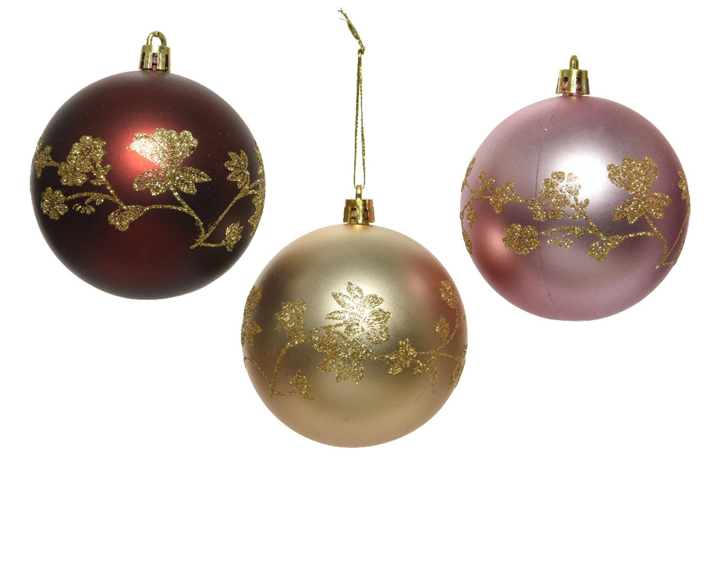Decoris Boules de Noël mix 12 pcs or, rouge et rose