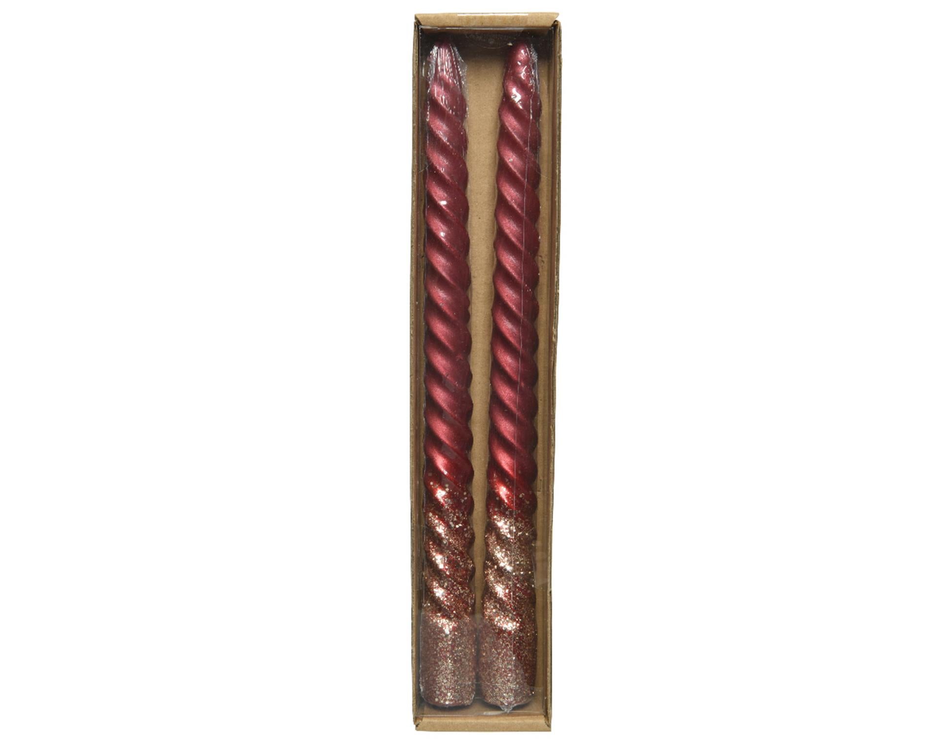 Decoris bougie de dîner tourbillon sang de bœuf paillettes 2 pcs