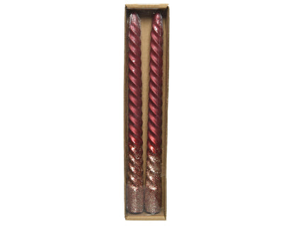 Decoris bougie de dîner tourbillon sang de bœuf paillettes 2 pcs