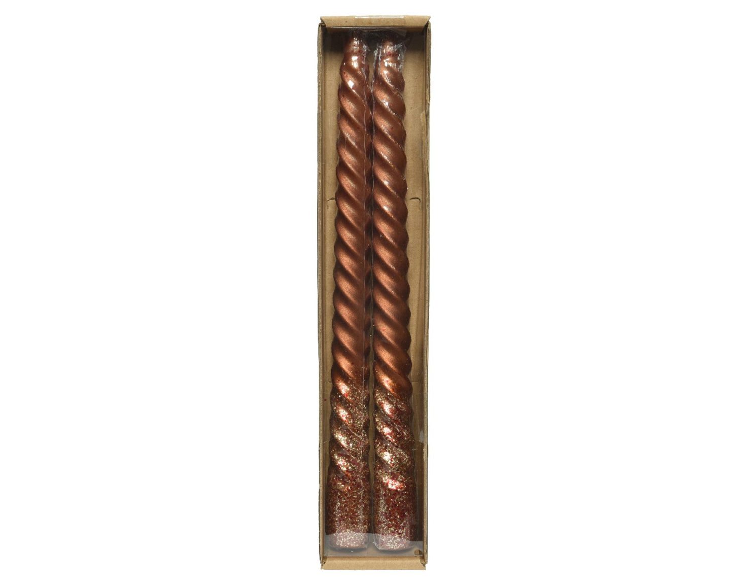 Decoris bougie de dîner tourbillon cannelle paillettes 2 pièces