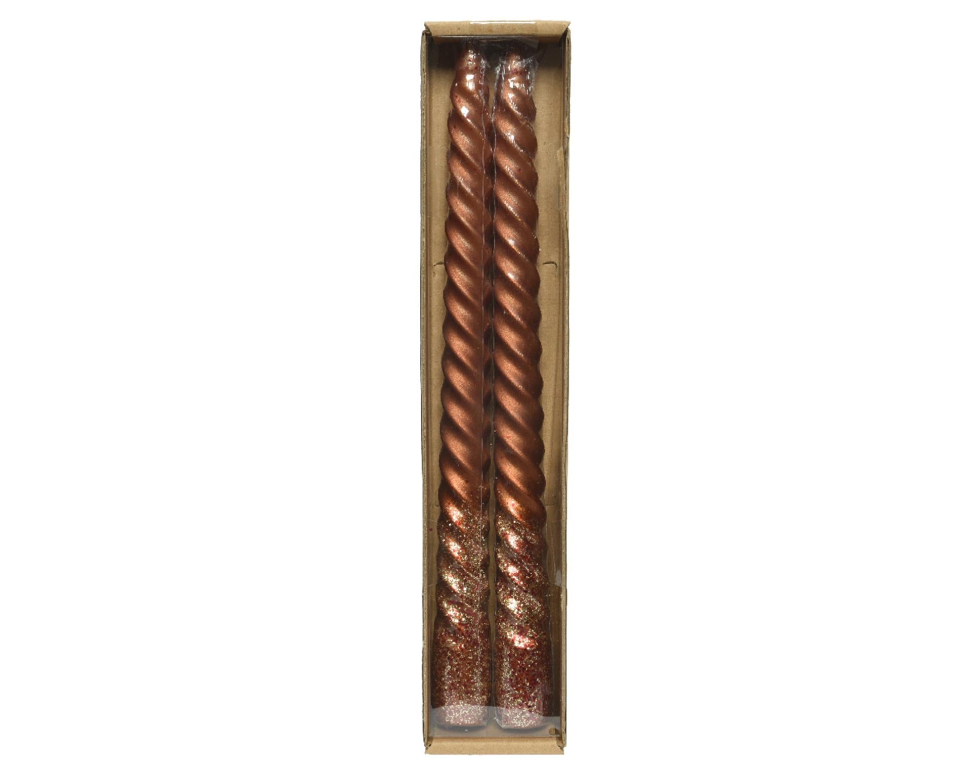 Decoris bougie de dîner tourbillon cannelle paillettes 2 pièces