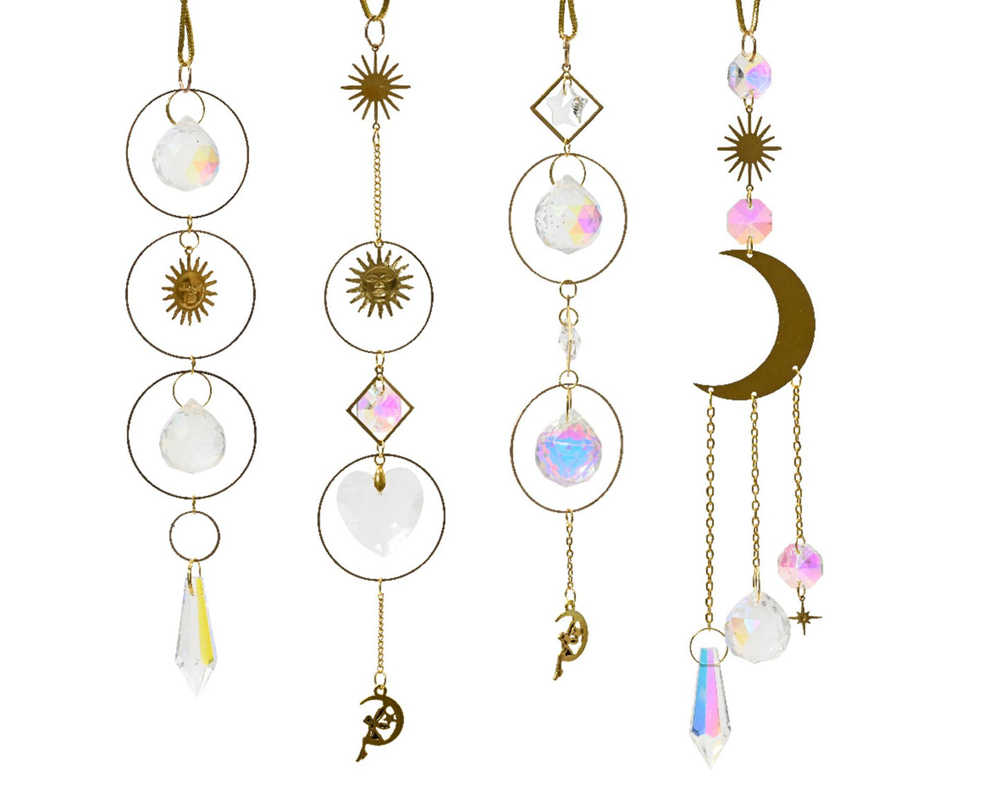 Decoris décoration à suspendre en métal avec soleil et lune doré