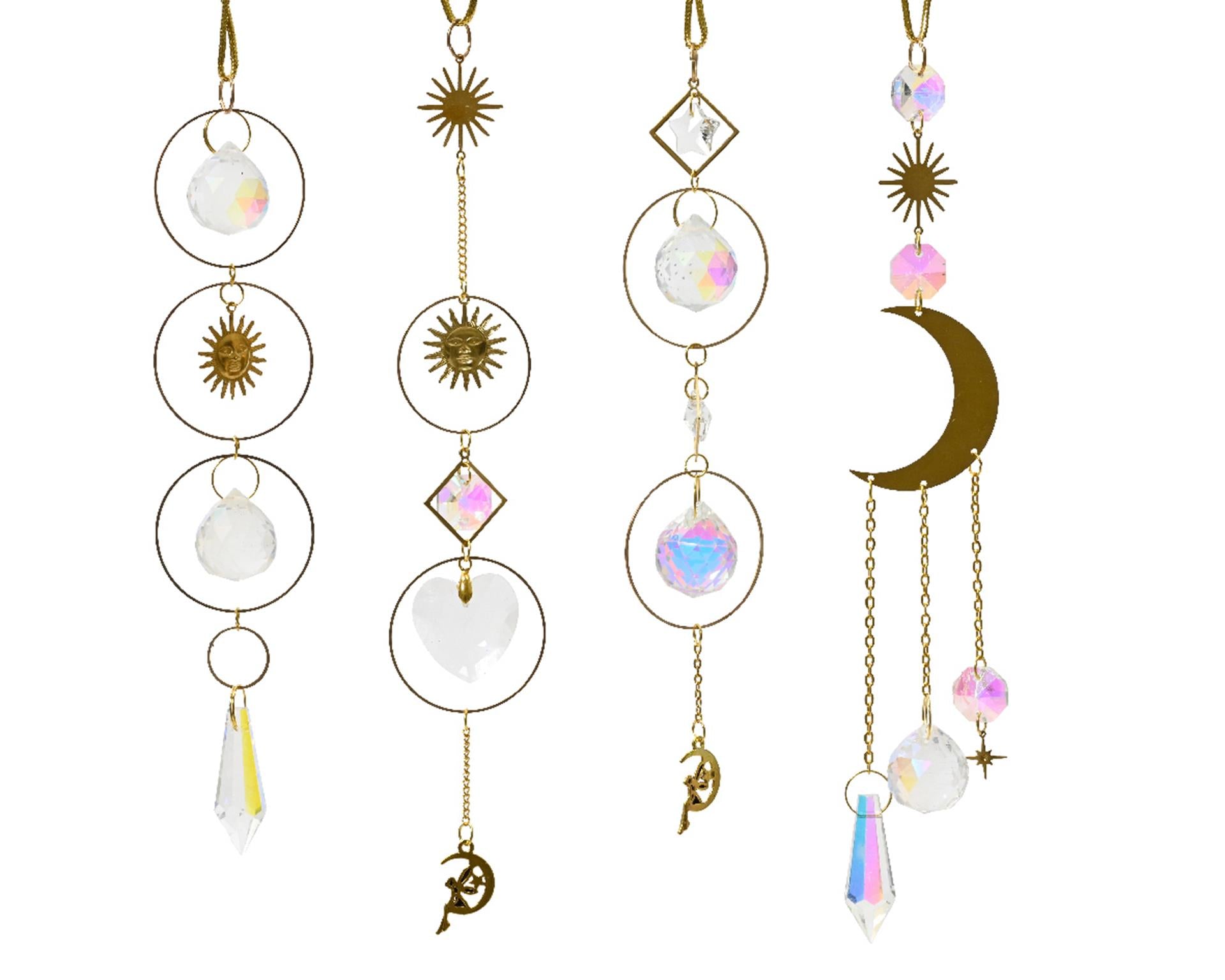 Decoris décoration à suspendre en métal avec soleil et lune doré