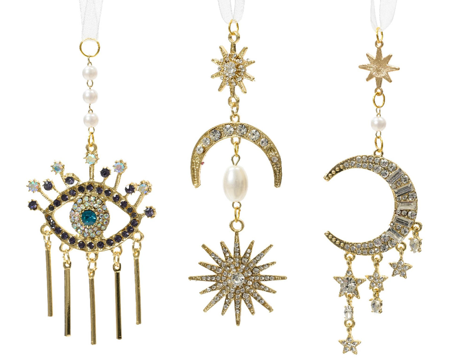 Décoration à suspendre Decoris en métal avec paillettes lune-soleil