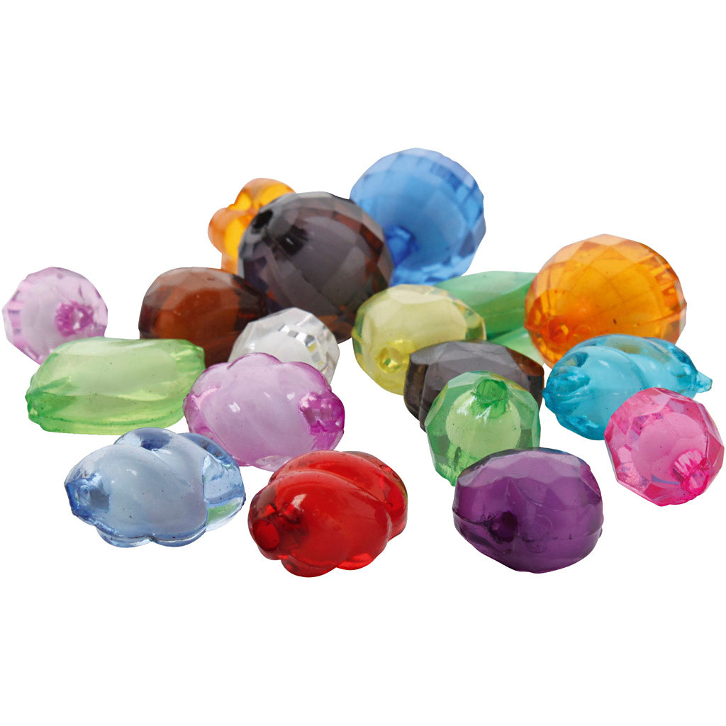 Perles de visage en acrylique, AFM 8-20 mm, taille du trou 2-3 mm, différentes couleurs, 1000 g 1 boîte