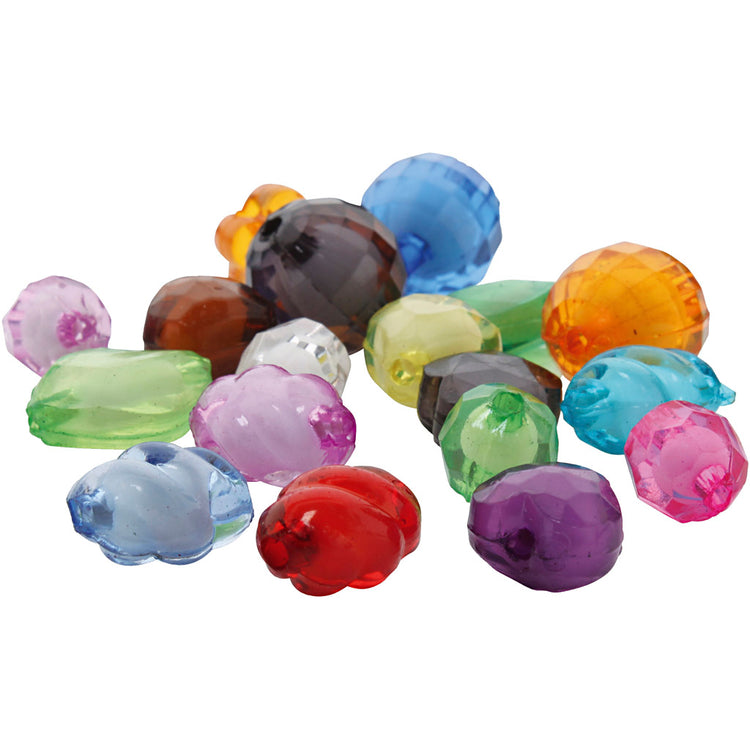 Perles de visage en acrylique, AFM 8-20 mm, taille du trou 2-3 mm, différentes couleurs, 1000 g 1 boîte