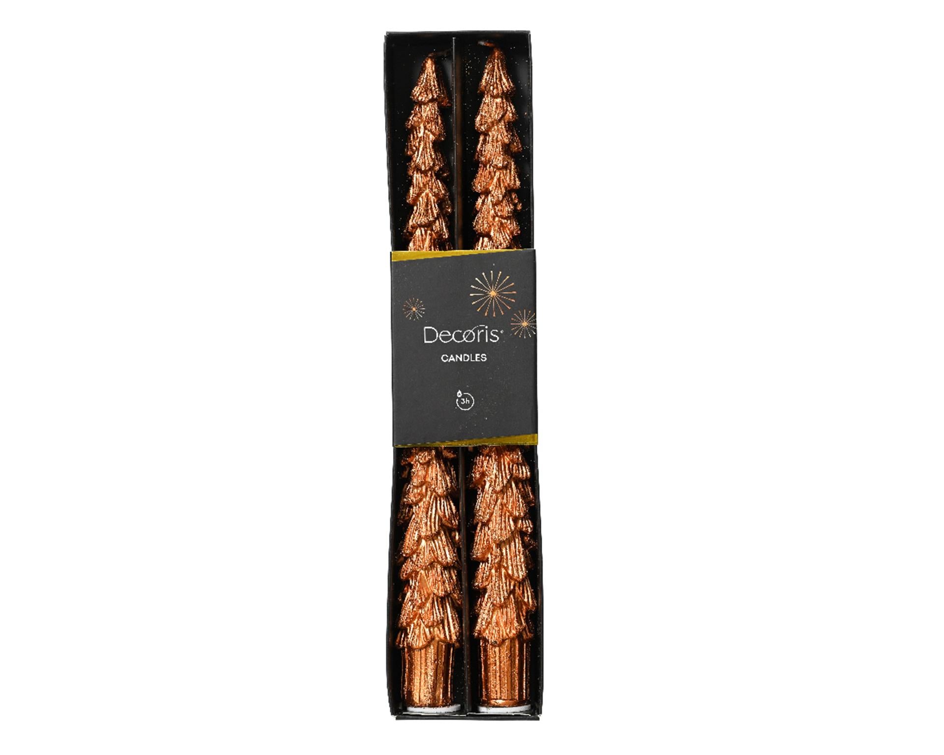 Decoris bougie de dîner sapin de Noël cuivre 25cm 2 pièces