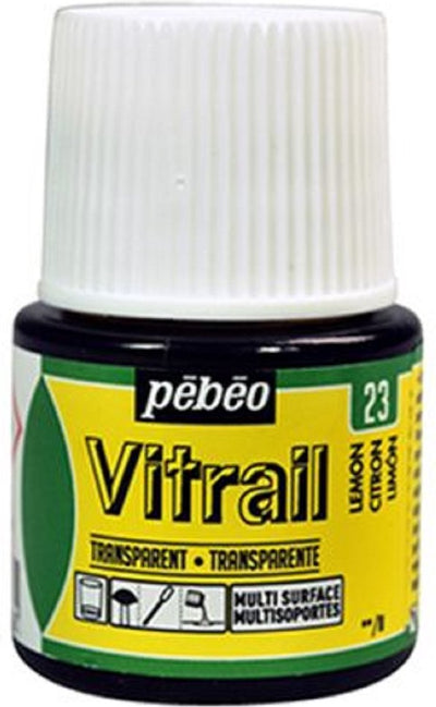 Peinture pour verre Pébéo - 23 citron - transparente - vitrail - 45 ml
