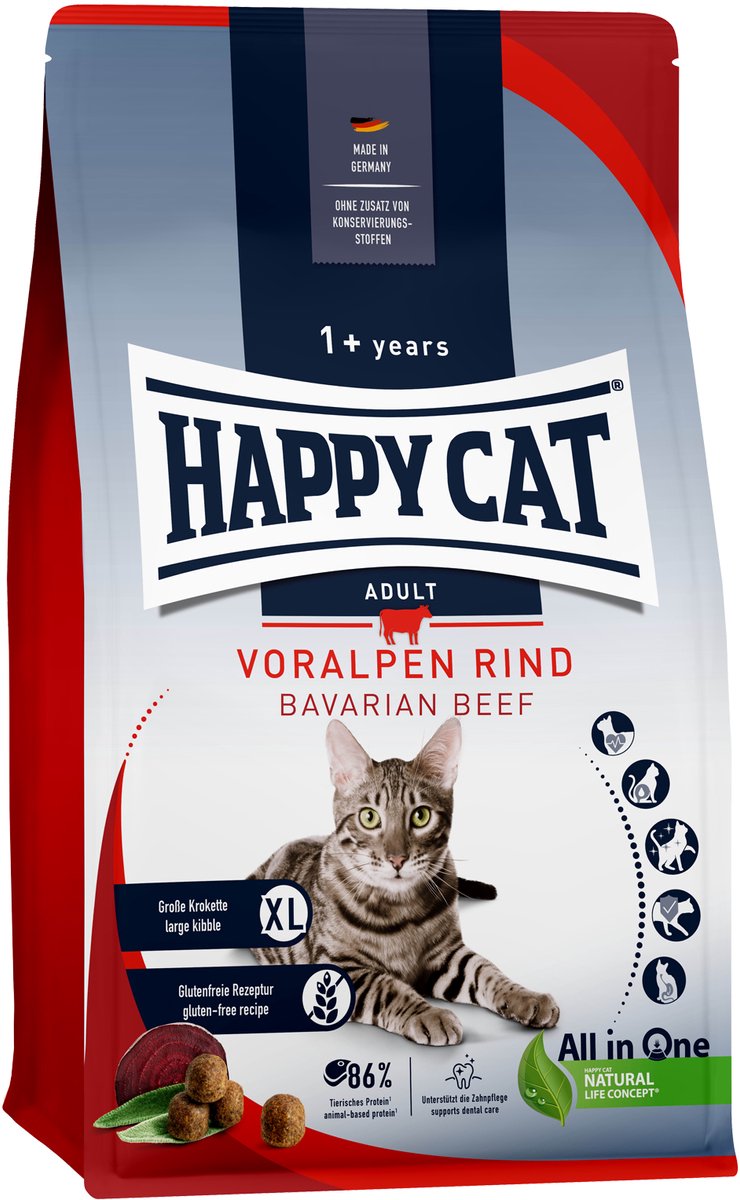 Nourriture culinaire pour chat Happy cat - bœuf - 10 kg