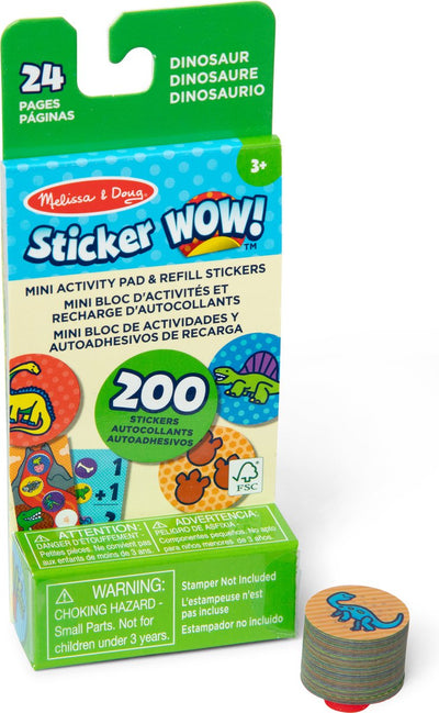 Autocollant Melissa Doug wow! mini bloc d'activités et plus de 200 autocollants de recharge – autocollants dinosaures