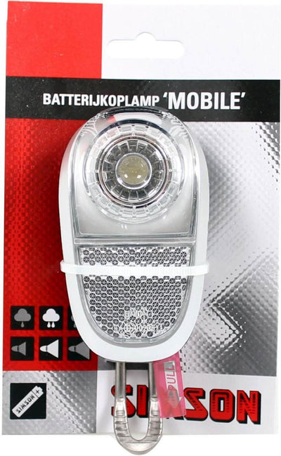 Lampe frontale de fourche Simson LED noire avec piles sur carte