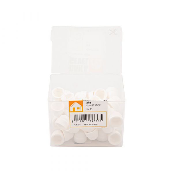 Couvrir le capot Moer M8 Bouchon en plastique blanc 50 pcs.