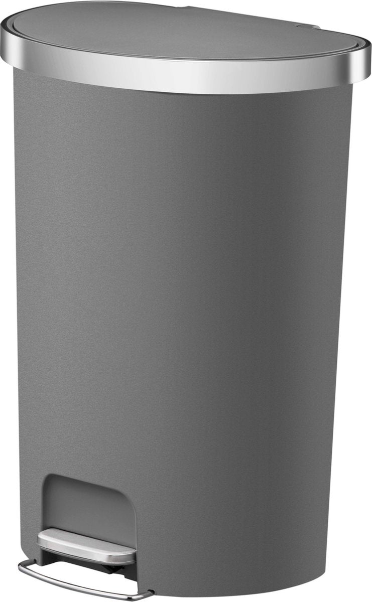 Eko - poubelle à pédale demi-ronde hana 55 litres - plastique - gris - poubelle