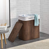 Homestyle Pro Homestyle Panier à linge bambou rectangulaire + texte 52x32x63 cm Brun blanc