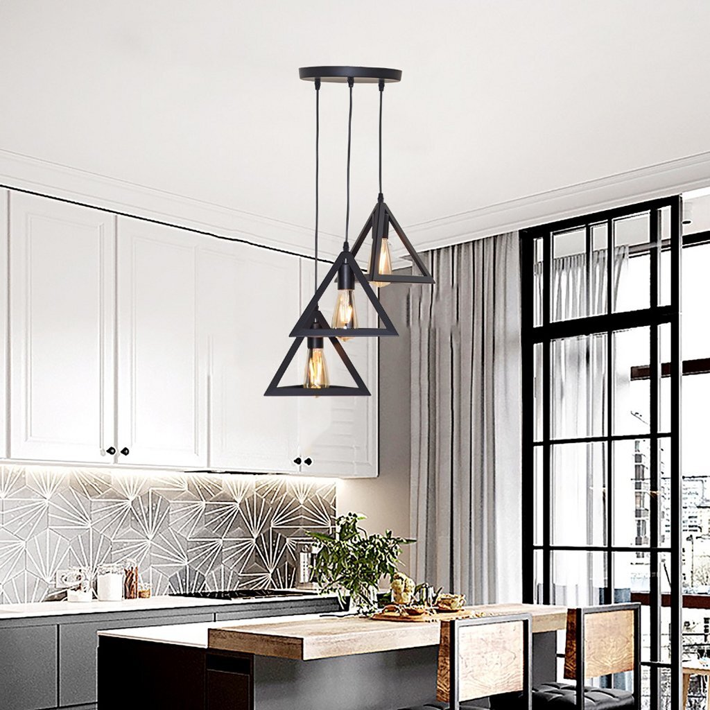 Homestyle Pro Homestyle MK022-B Pyramide industrielle Lampes suspendues en métal noir
