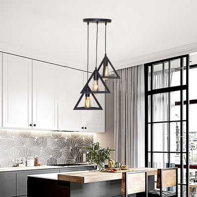 Homestyle Pro Homestyle MK022-B Pyramide industrielle Lampes suspendues en métal noir