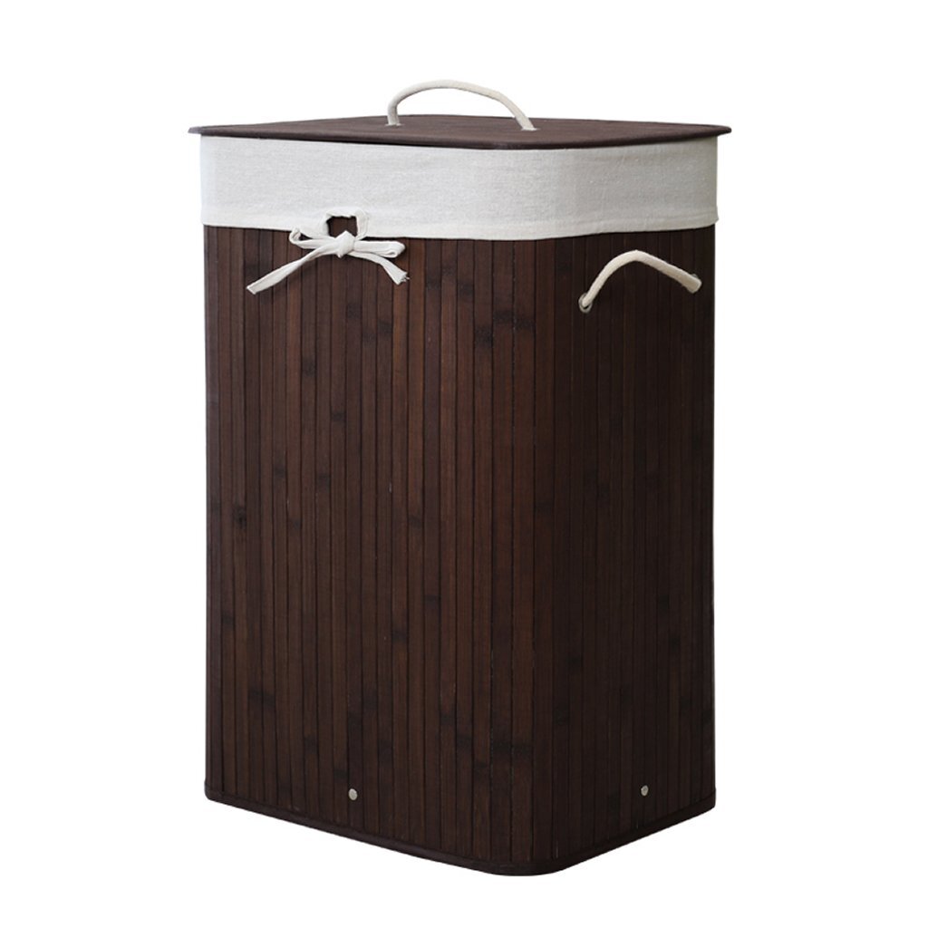 Homestyle Pro Homestyle Panier à linge bambou rectangulaire 40x30x60 cm Brun blanc