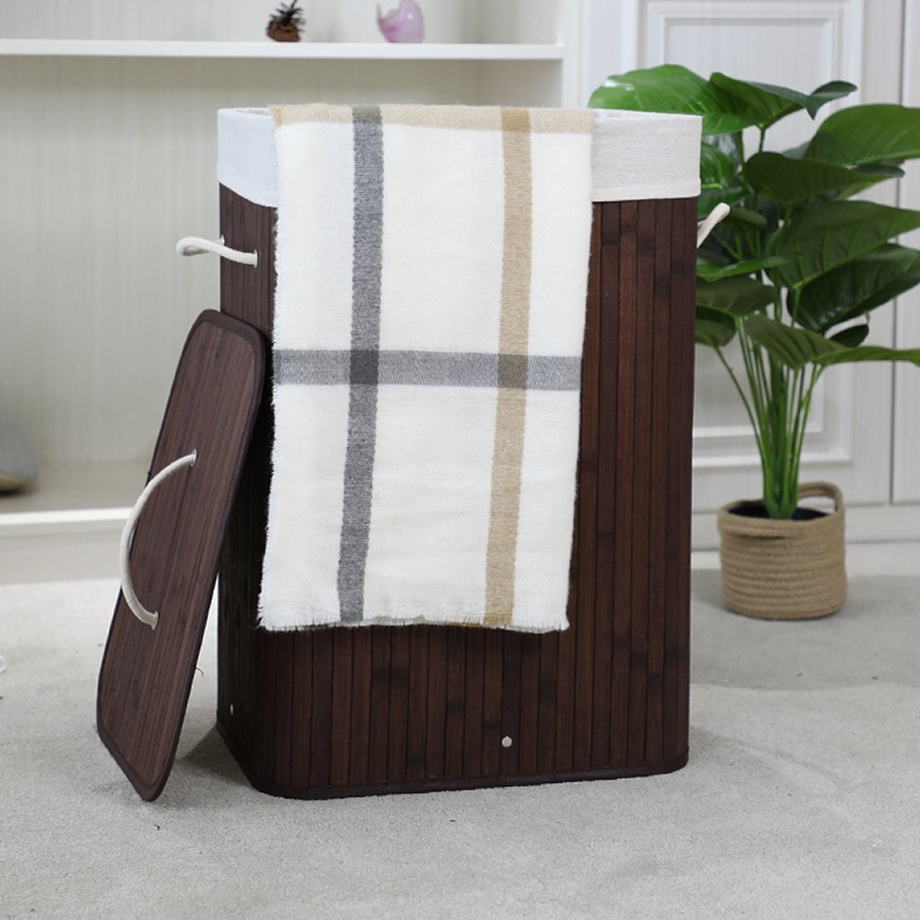 Homestyle Pro Homestyle Panier à linge bambou rectangulaire 40x30x60 cm Brun blanc