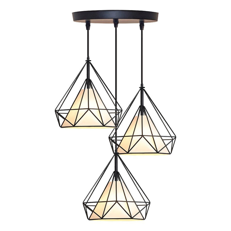 Homestyle Pro Homestyle MK024-B Forme de diamant industriel Lampes suspendues en métal blanc noir