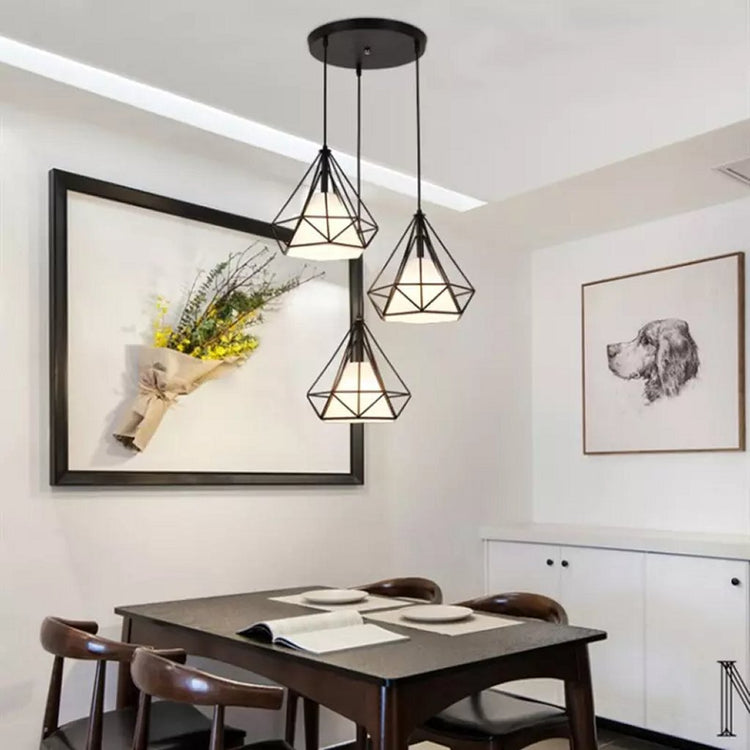Homestyle Pro Homestyle MK024-B Forme de diamant industriel Lampes suspendues en métal blanc noir