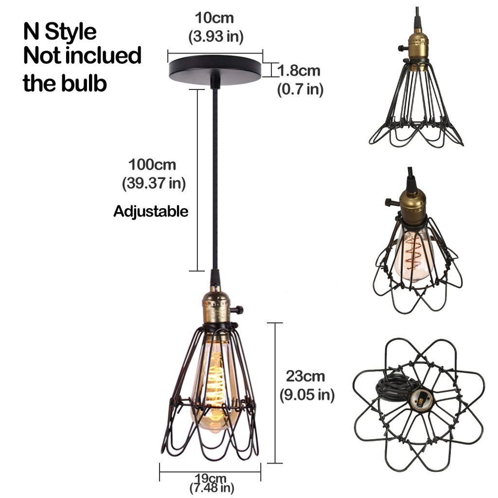 Homestyle Pro Homestyle MK006-B Lampe suspendue industrielle 19x23 cm Black Metal