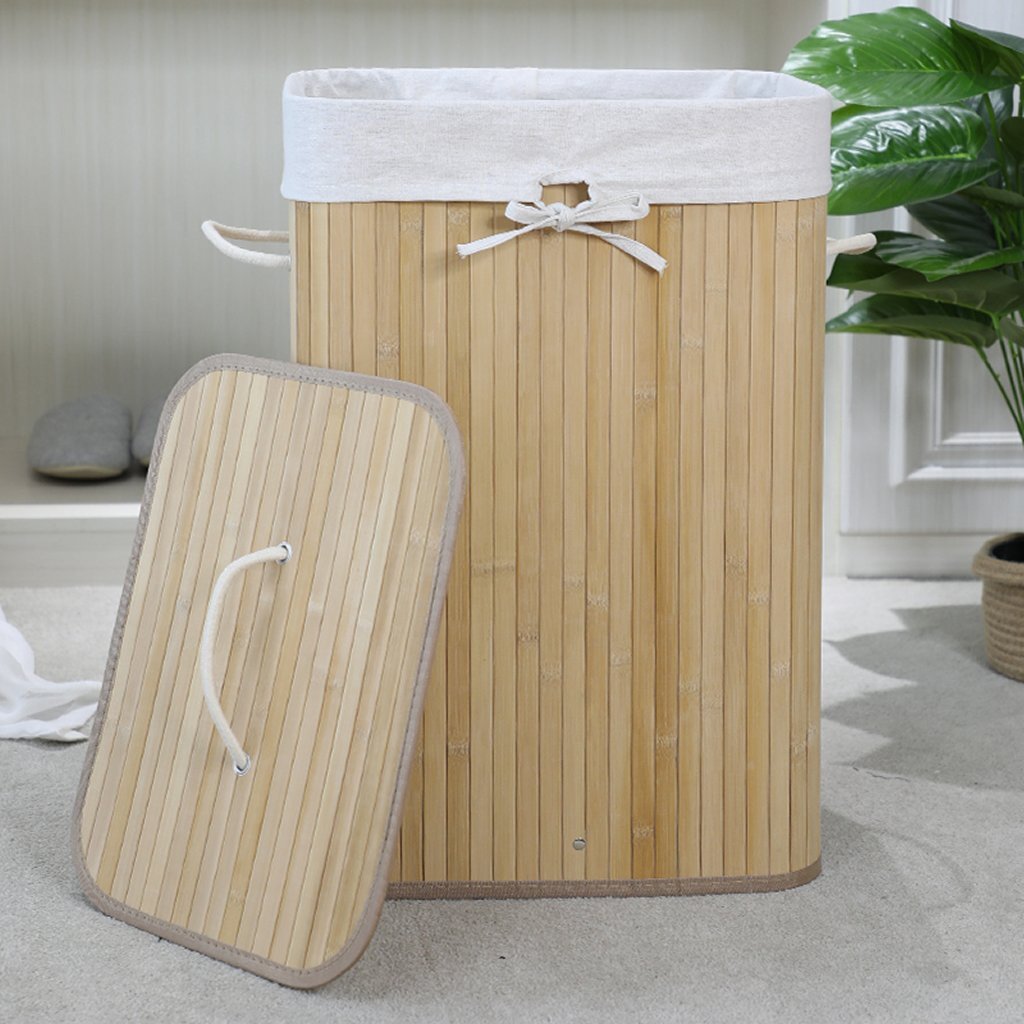 Homestyle Pro Homestyle Panier à linge bambou rectangulaire 40x30x60 cm Naturel blanc