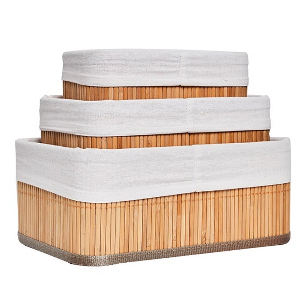 Homestyle Pro Homestyle Bamboo Storage Paniers 3 pièces Natural White