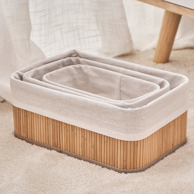 Homestyle Pro Homestyle Bamboo Storage Paniers 3 pièces Natural White