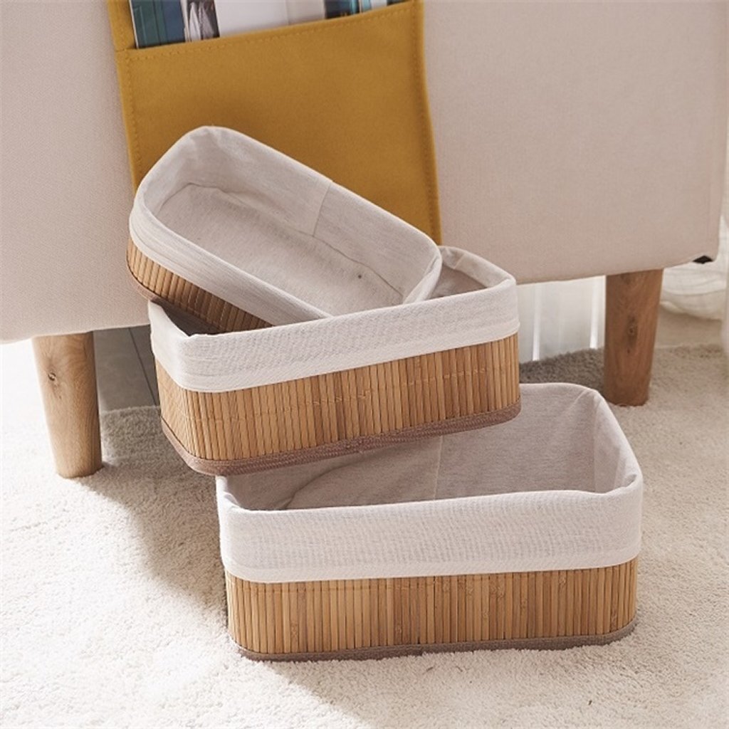 Homestyle Pro Homestyle Bamboo Storage Paniers 3 pièces Natural White