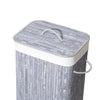Homestyle Pro Homestyle Panier à linge bambou rectangulaire 40x30x60 cm blanc gris