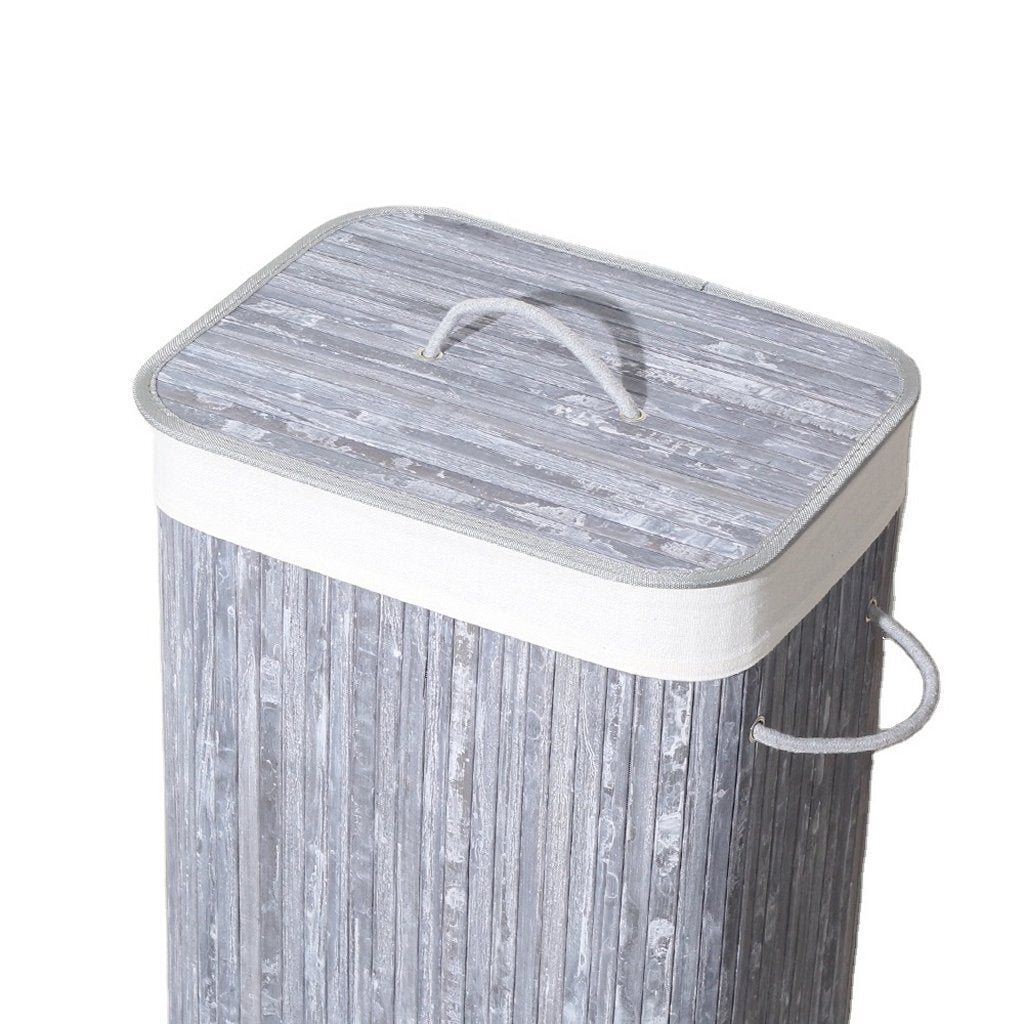 Homestyle Pro Homestyle Panier à linge bambou rectangulaire 40x30x60 cm blanc gris