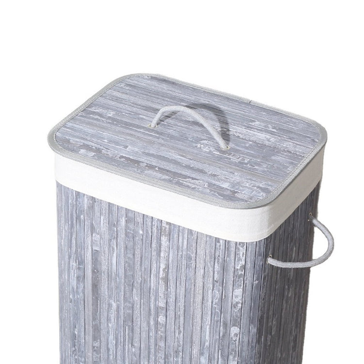 Homestyle Pro Homestyle Panier à linge bambou rectangulaire 40x30x60 cm blanc gris